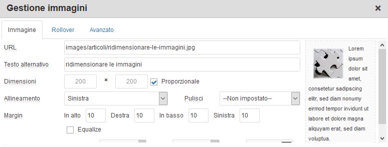 JCE dati immagini